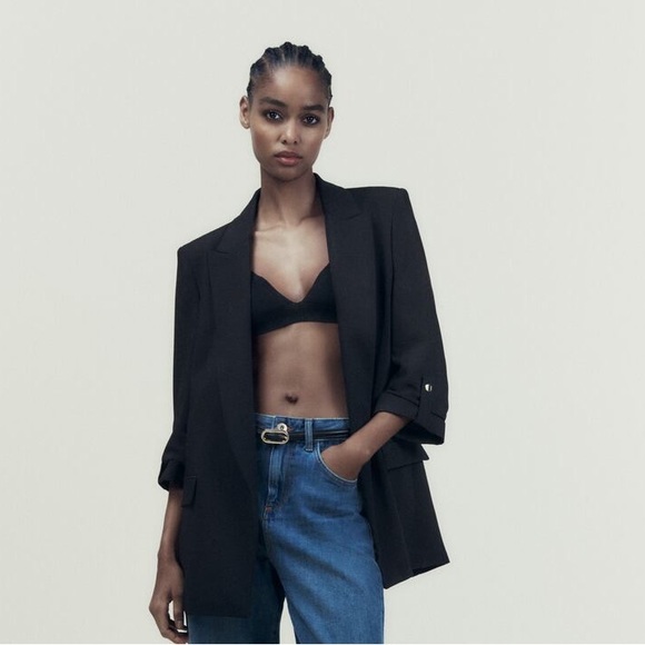 ZARA - BLAZER WITH ROLLED-UP SLEEVES - Picture 1 of 10